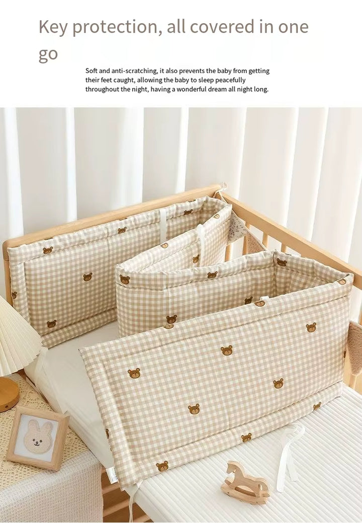 Newborn Baby Crib Surround Pure Cotton Breathable Anti-Collision Cushioning Soft Bag One-Piece Baby Bed with Children'S Splicing