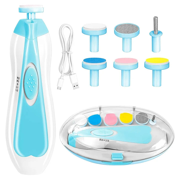 Electric Baby Nail Trimmer, 6 in 1 Rechargeable Manicure Set Grooming Kit Clippers for Baby Nails
