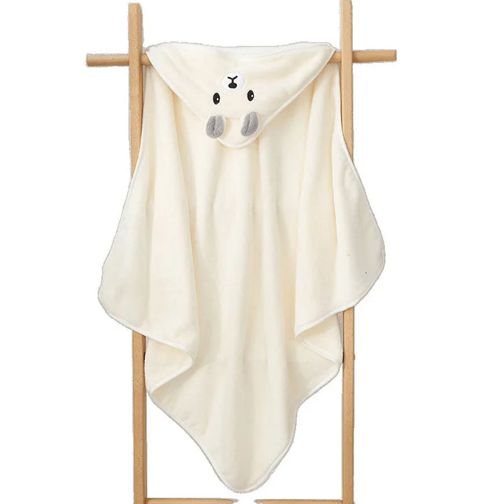 Baby Bath Towel with Hooded Cloak Children'S Bath Towel Soft Water Absorption Warm Coral Velvet