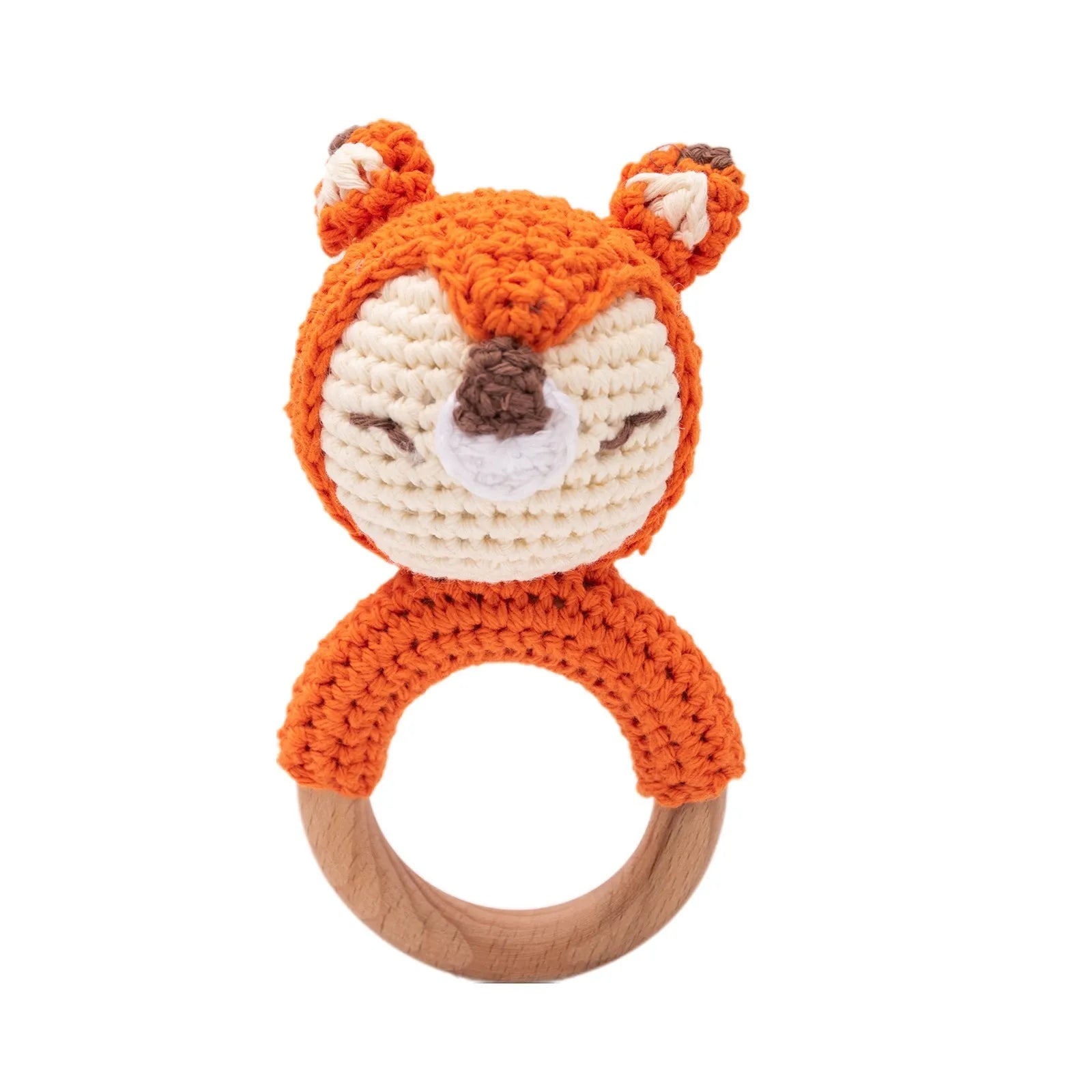 Wooden Rattle Baby Teether for Kids Teething Rings Animal Crochet Rattle Elephant Wooden Babies Gym Montessori Children'S Toys