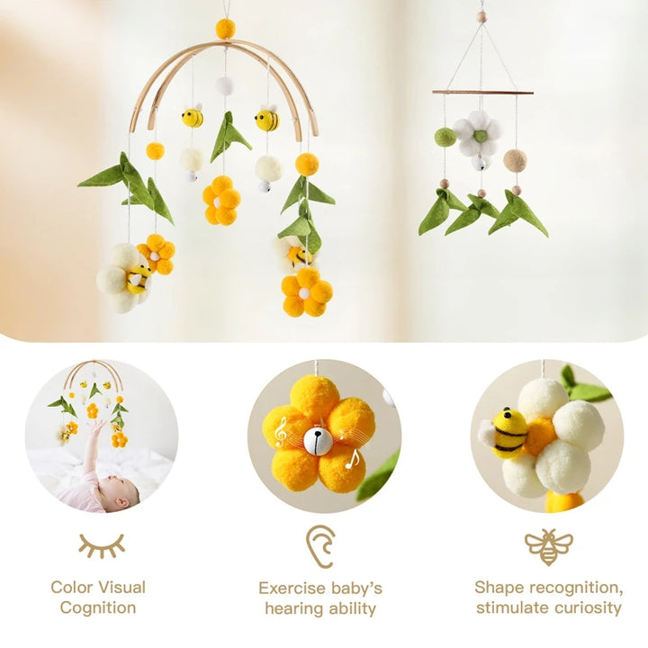 1Set Baby Crib Mobile Rattles Toys Cartoon Bee Bed Bell Kids Toy Room Decor Photography Props Toddler Rattles Hanging Toys