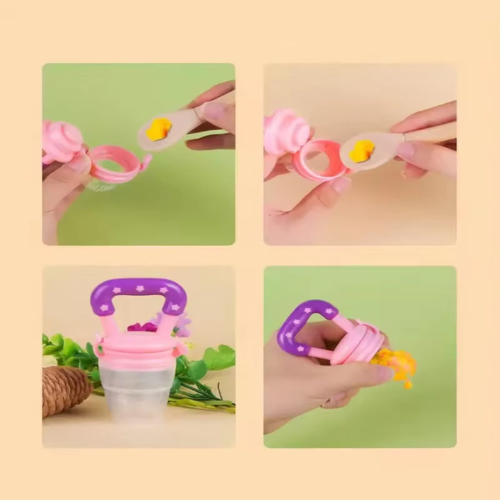 Baby Food Feeder Fruit Feeder Pacifier Infant Teething Toy Teether for Fresh Frozen Fruit - Silicone Nipple Includes All Sizes