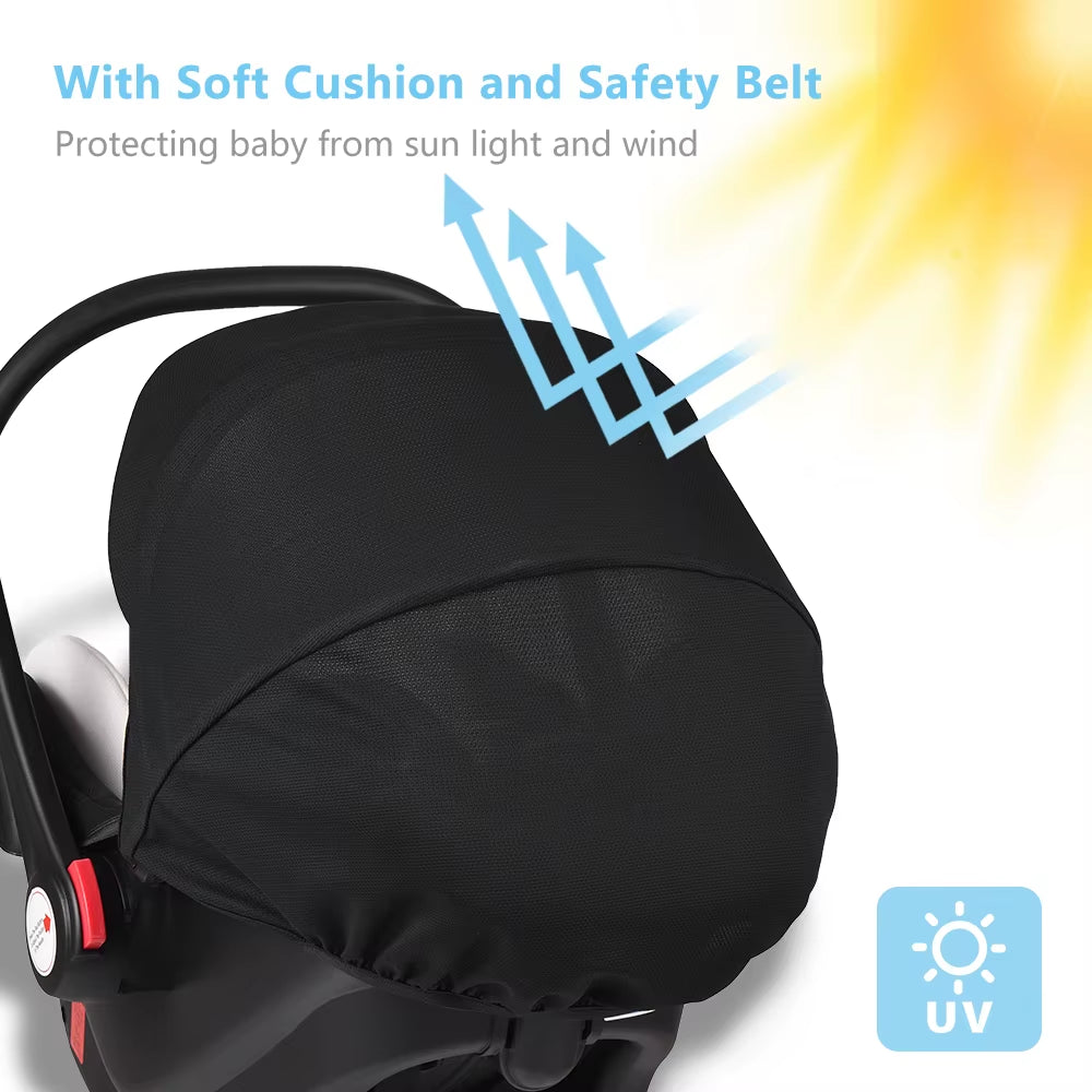 C018 Infant Car Seat Baby Car Seat with Carry Handle Adjustable Canopy 13Kg Load Bearing for Newborn Babies Infants