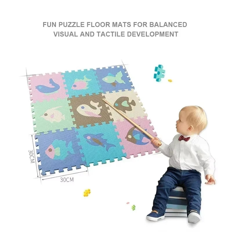 25Pcs/Lot Cartoon Animal Pattern Carpet EVA Foam Puzzle Mats Baby Play Mat Toy Floor Playmat with Fence Floor New Children'S Rug