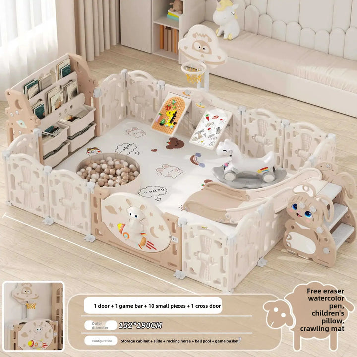Baby Safety Guardrail Indoor Play Yard with Fence Plastic Crawling Mat Children'S Ground Crawling Playground Baby Fence