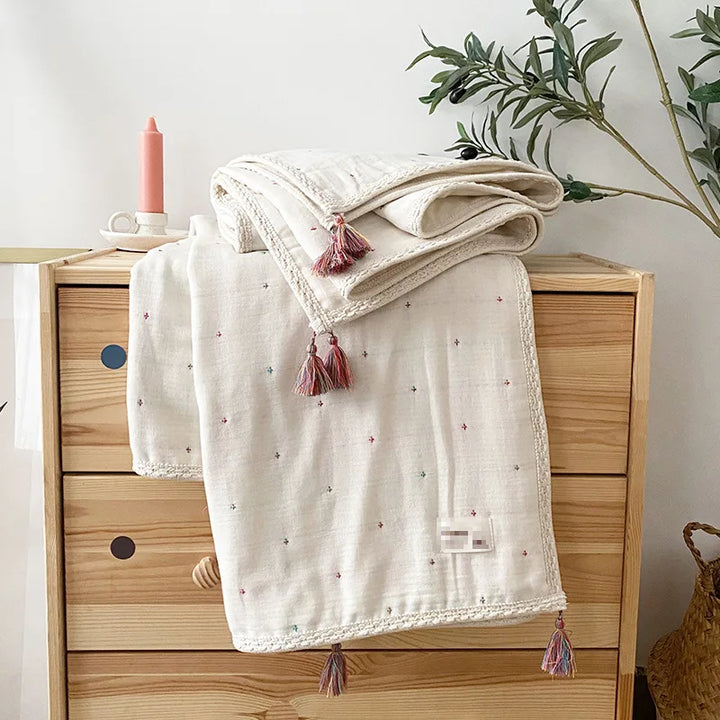 6-Layer Organic Cotton Baby Blanket Stroller Kids Children Bedding Newborn Babies Accessories Bohemian Blankets Baby Bed Linen