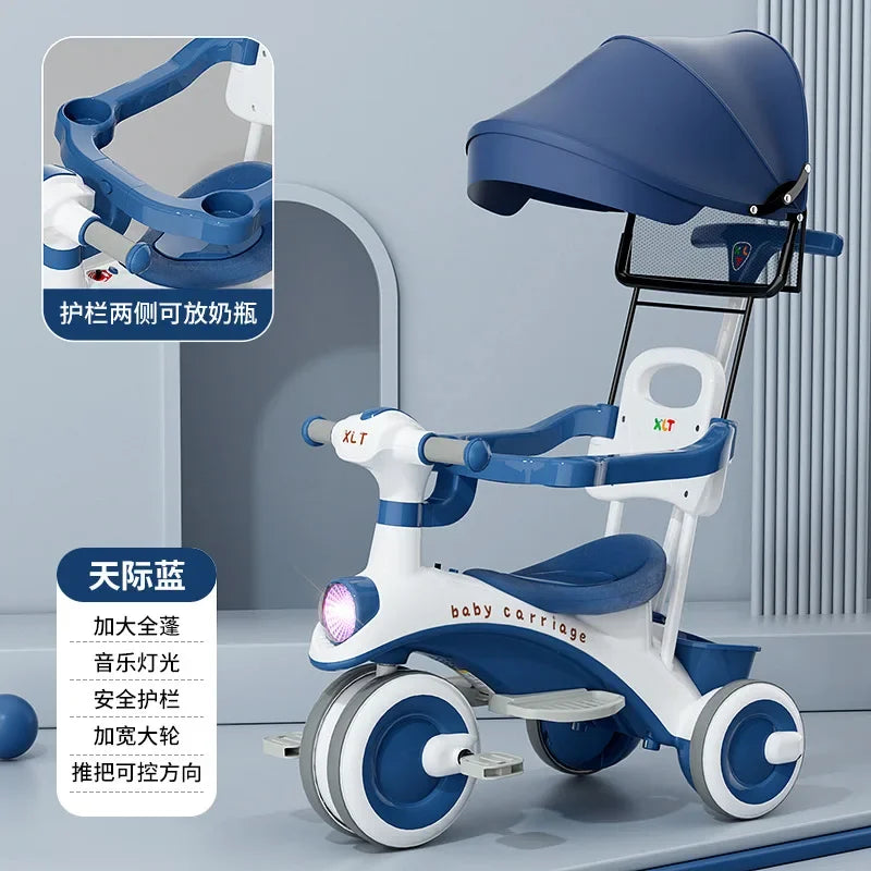 Wooden Walking Cart for Toddlers Three Wheeled Bicycle 1-Year-Old Baby Toy Cart Can Be Used for Sitting Baby Sliding