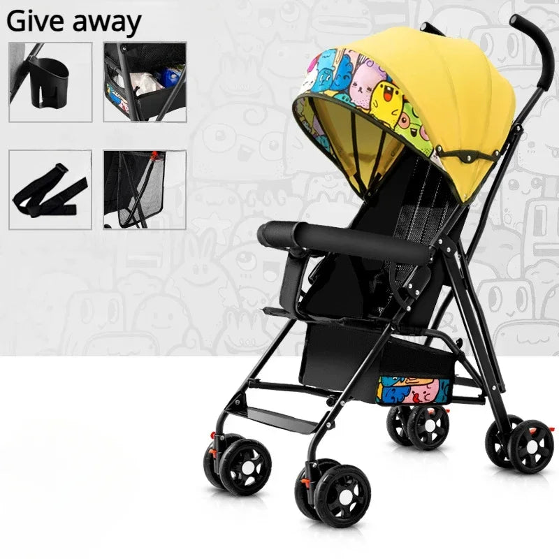 Foldable Baby Stroller Lightweight Infant Stroller with Large Windproof Sunshade Super Load-Bearing Baby Pram for Baby Boys Girl