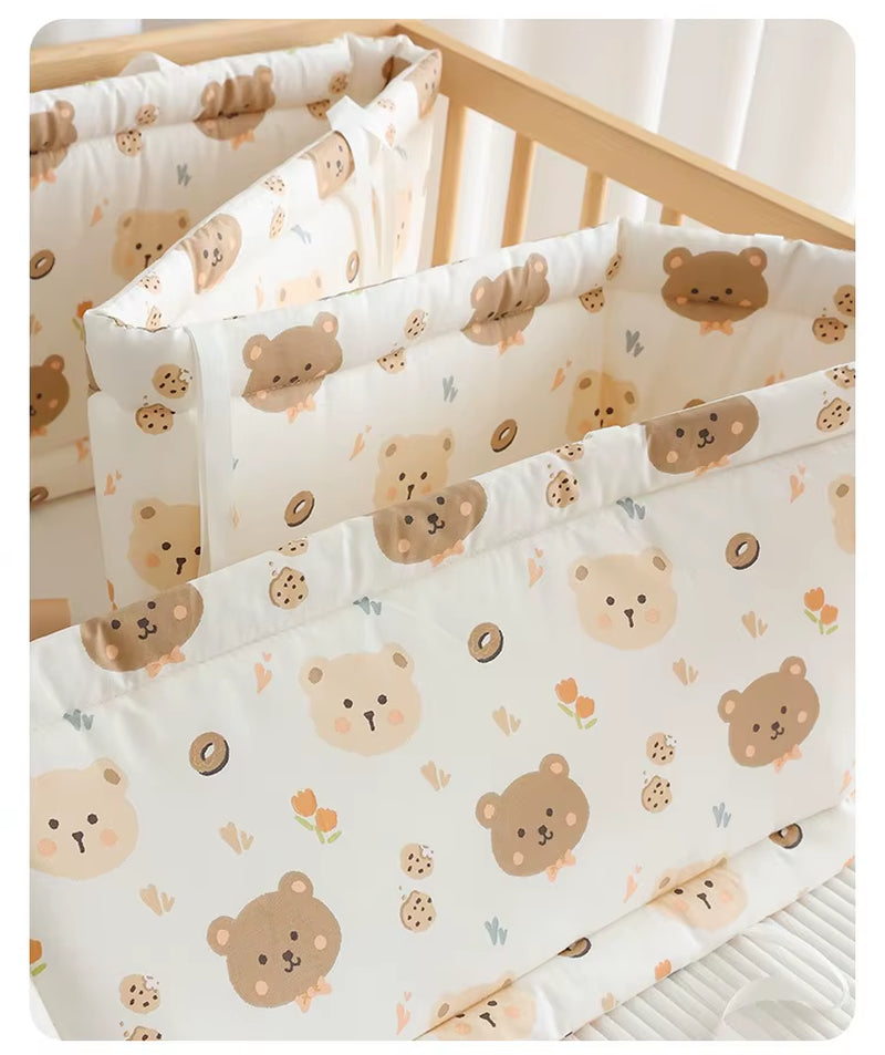 Newborn Baby Crib Surround Pure Cotton Breathable Anti-Collision Cushioning Soft Bag One-Piece Baby Bed with Children'S Splicing