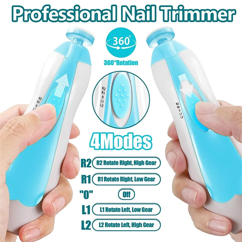 Electric Baby Nail Trimmer, 6 in 1 Rechargeable Manicure Set Grooming Kit Clippers for Baby Nails