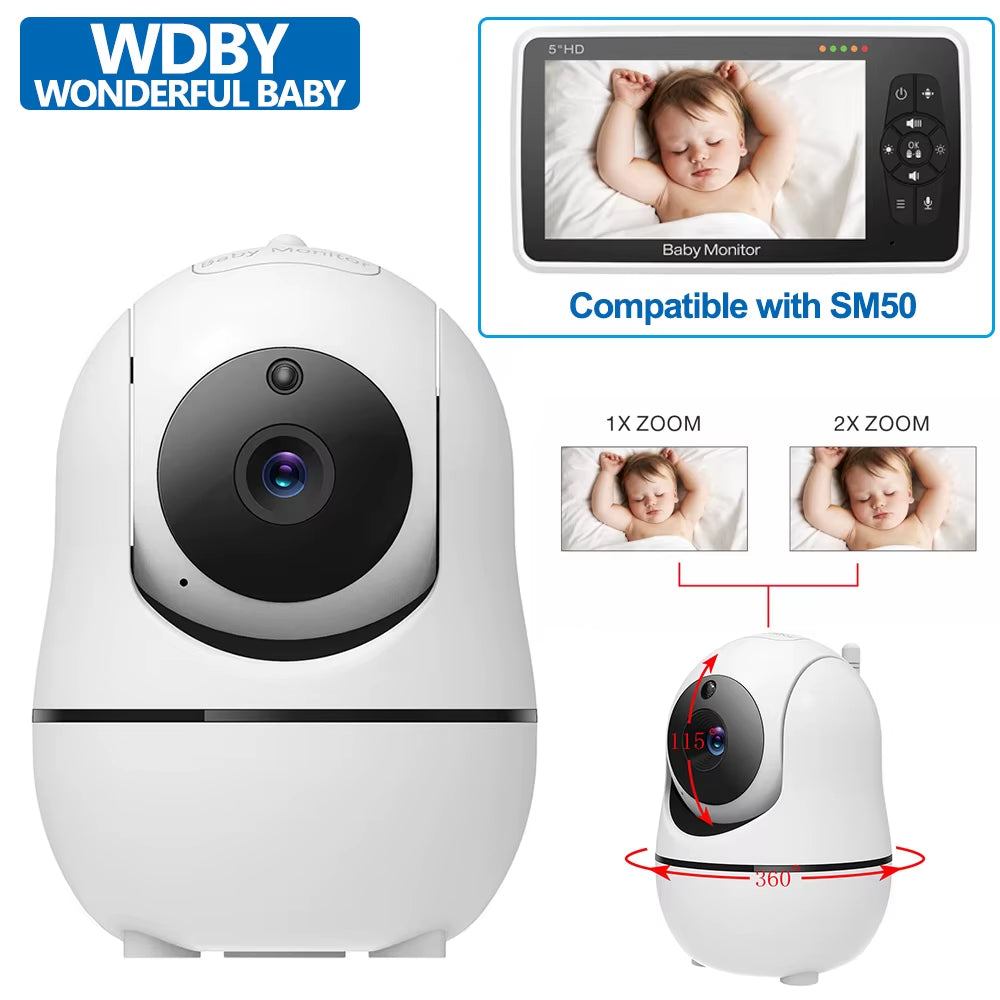 Separate Camera for SM50 Video Baby Monitor 4X Zoom PTZ Control Temperature Sensor IR Night Vision Baby Monitoring Accessories