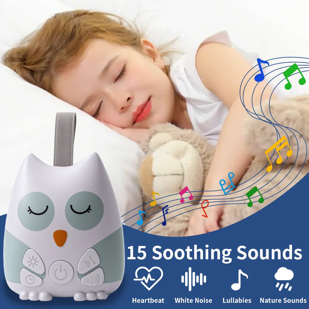 Portable Owl White Noise Machine for Baby 15 Soothing Natural Sound Infant Toddler Soother Comfortable Sleep Aid Travel-Friendly
