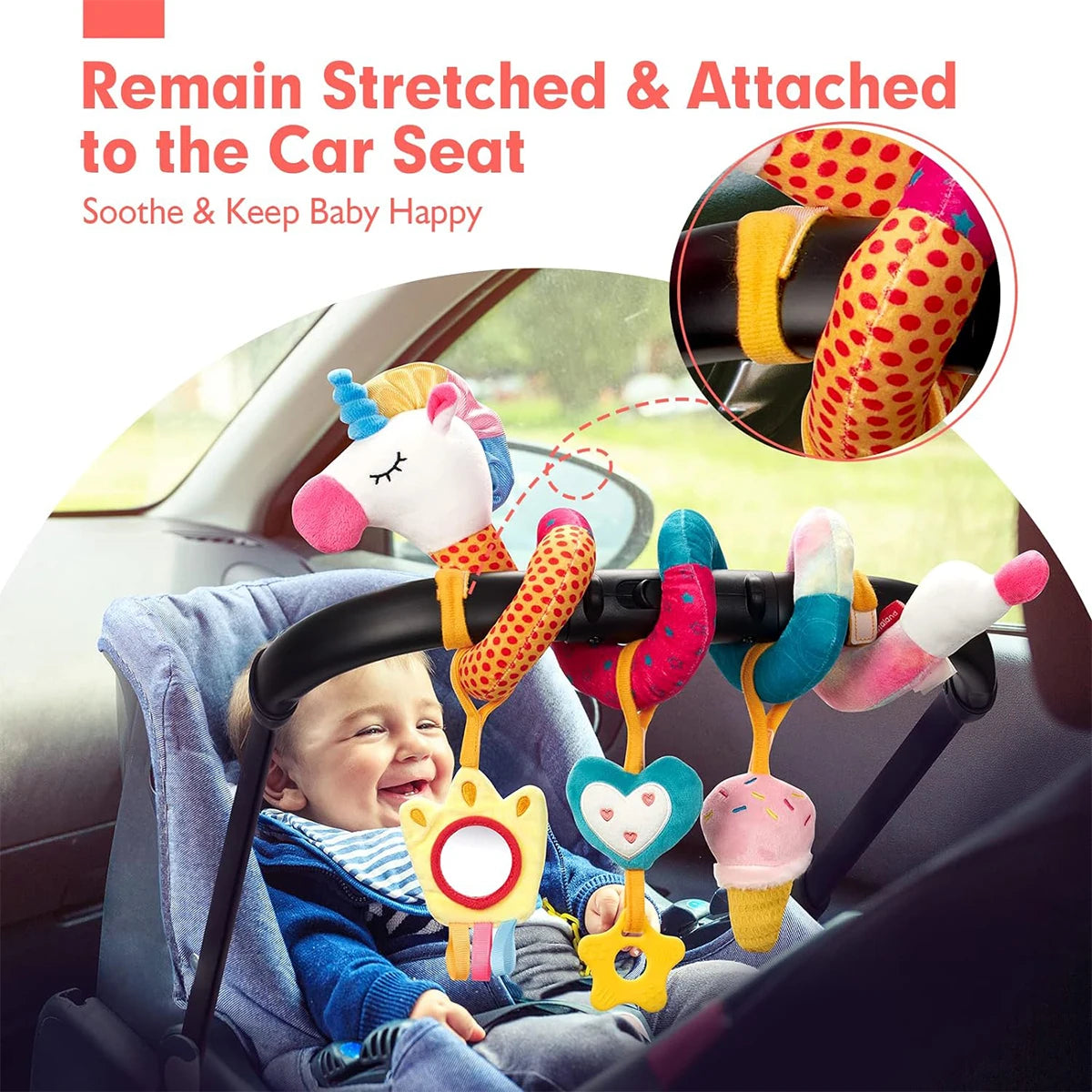 1 Baby Colorful Unicorn Caterpillar Animal Bed Package Bed Hanging Baby Comfortable Toy Safety Seat Comfortable Toy inside Car