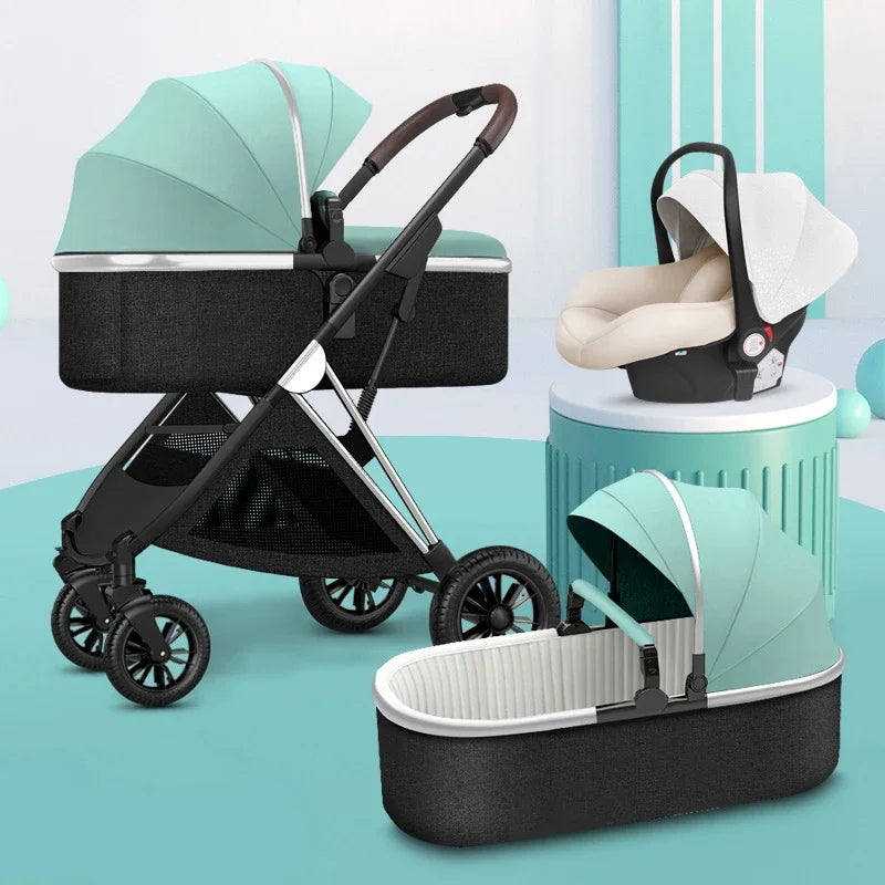 Baby Stroller 3 In1 Baby Cariage Travel Stroller Baby Strollers Car Seat Newbron Pram Travel Folding Stroller High Landscape