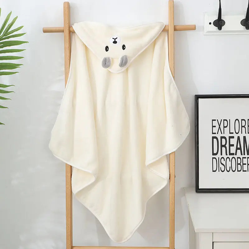 Baby Bath Towel with Hooded Cloak Children'S Bath Towel Soft Water Absorption Warm Coral Velvet