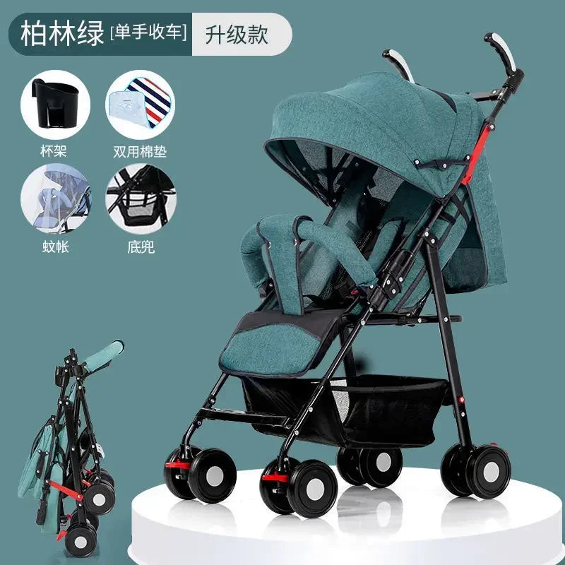 Baby Strollers Are Portable and Foldable, Simple Strollers Can Sit, Lie Down, Go Out, and Fold