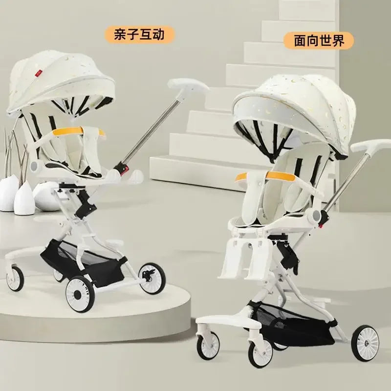Bi-Directional Sitting and Lying Baby Stroller with Baby Stroller, Lightweight Baby Stroller, High Landscape Folding