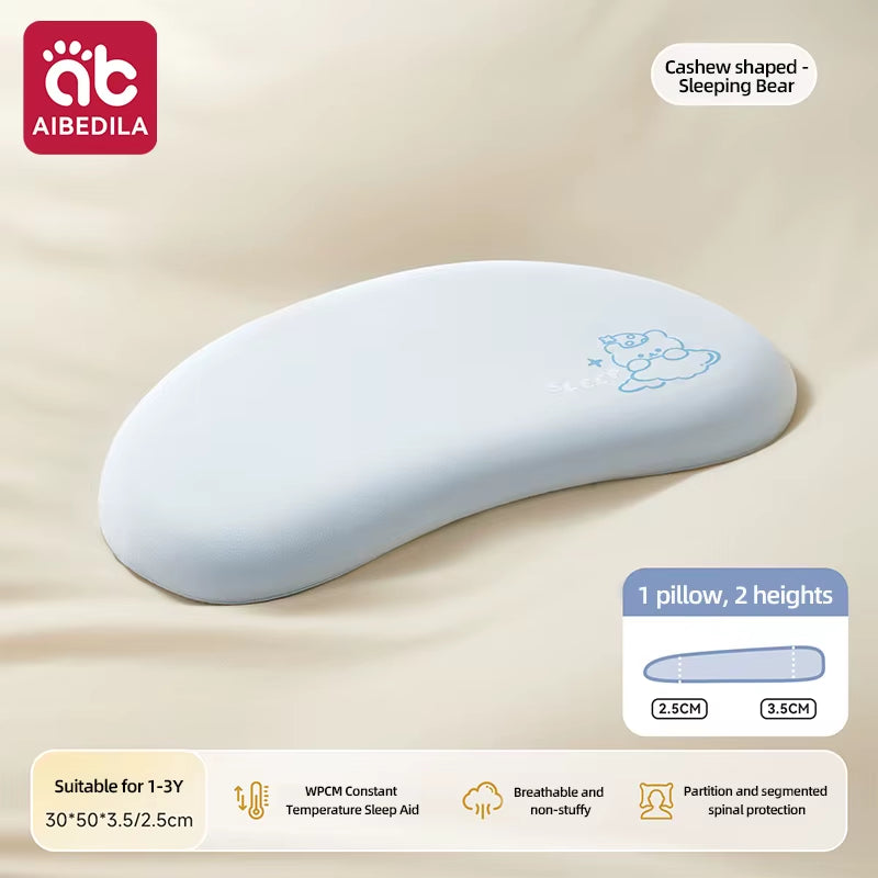 Ergonomic Baby Cloud Pillow Breathable Slow Rebound Sectional Spine Support Toddler Bed Pillow for Kids 1-3Y