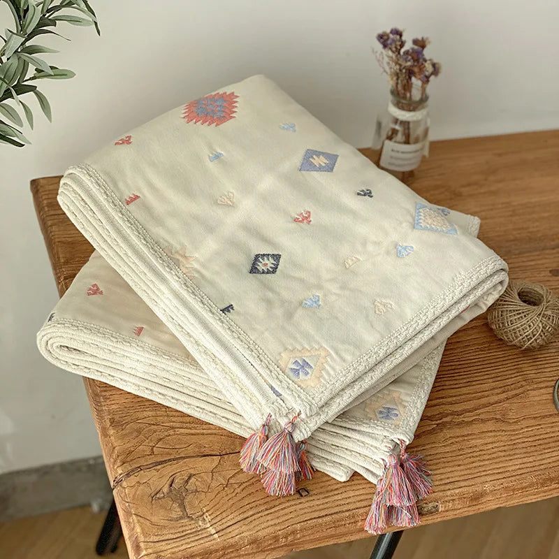 6-Layer Organic Cotton Baby Blanket Stroller Kids Children Bedding Newborn Babies Accessories Bohemian Blankets Baby Bed Linen