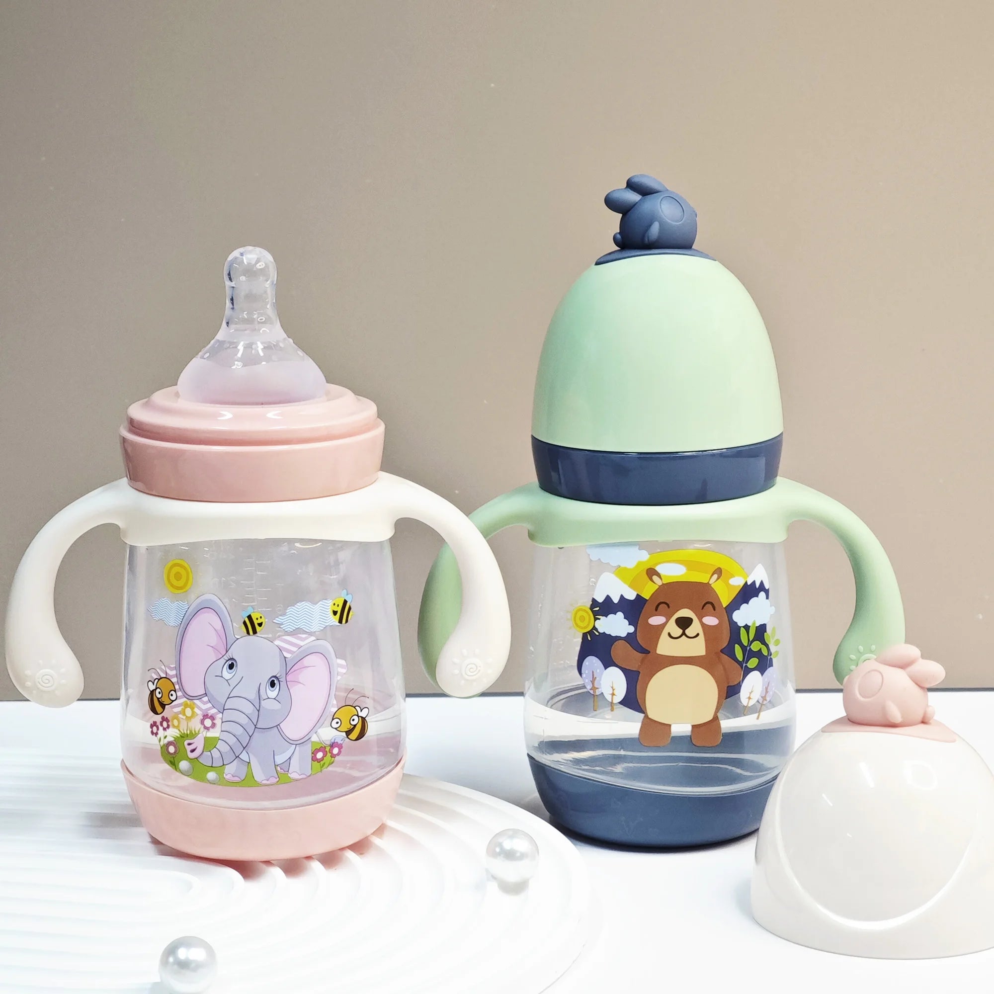 240Ml Newborn Cartoon Bottle, Bpa-Free, Cartoon Shape Baby PP Bottle, Drop-Proof and Leak-Proof Baby Feeding Bottle