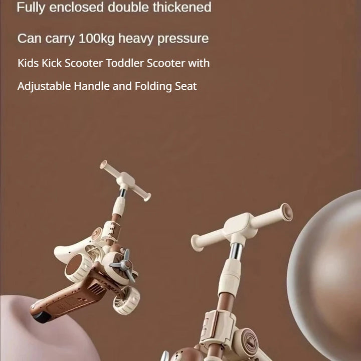 3 in 1 Toddler Scooter Push Scooter for Toddlers with Parent Push Handle Seat Outdoor Ride on Toys Birthday Gift for Boys Girls
