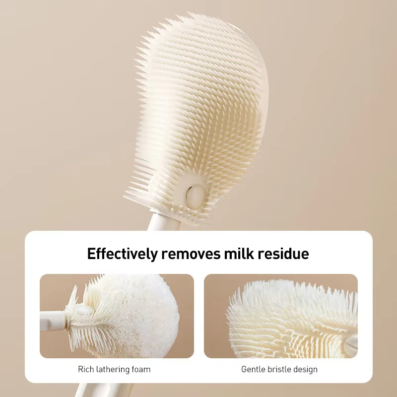 Bottle Cleaning Kit 6-In-1 Bottle Nipple Cleaning Brush Silicone Bottle Cleaner with Storage Box Drain Rack Straw Brush