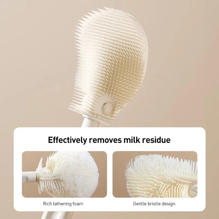 Bottle Cleaning Kit 6-In-1 Bottle Nipple Cleaning Brush Silicone Bottle Cleaner with Storage Box Drain Rack Straw Brush