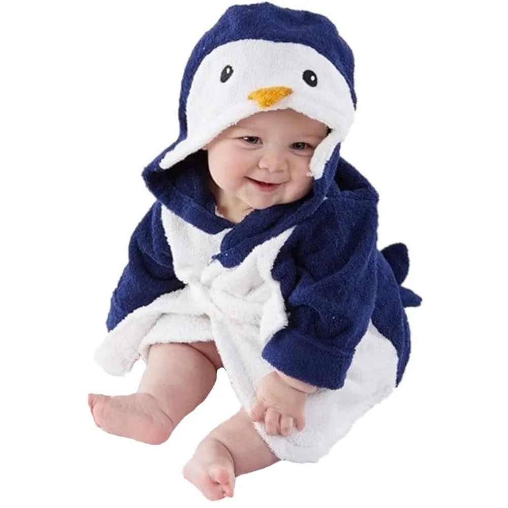 Baby Boy Bathrobe Hooded Towels Unisex Infant Bath Robe Towel for Toddle Terry Ultra Absorbent Durable Blankets