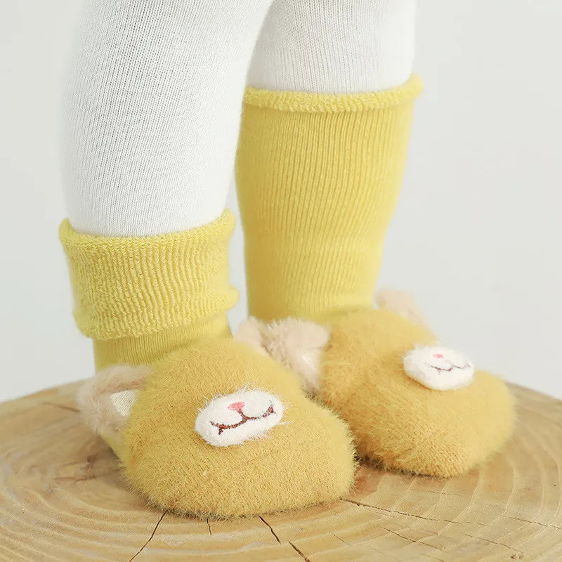 Newborn Baby Girl Boy Socks anti Slip Cute Soft Cartoon Winter Thick Warm Terry Infant Socks for Baby Girls Boys 0-3Year