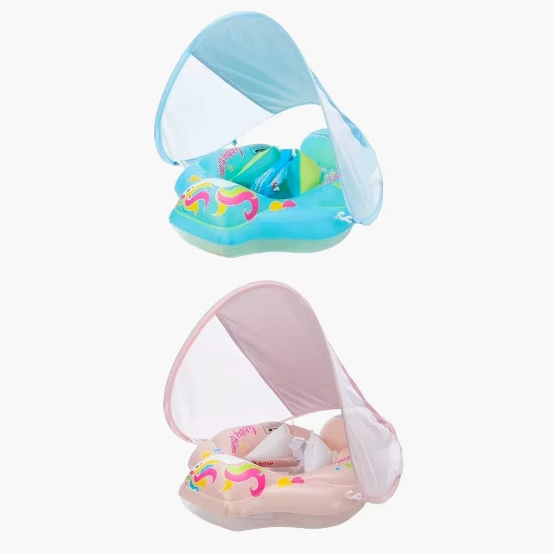 Baby Swimming Pool Float with Canopy Inflatable Infant Floating Ring Kids Swim Circle Bathing Summer Toys