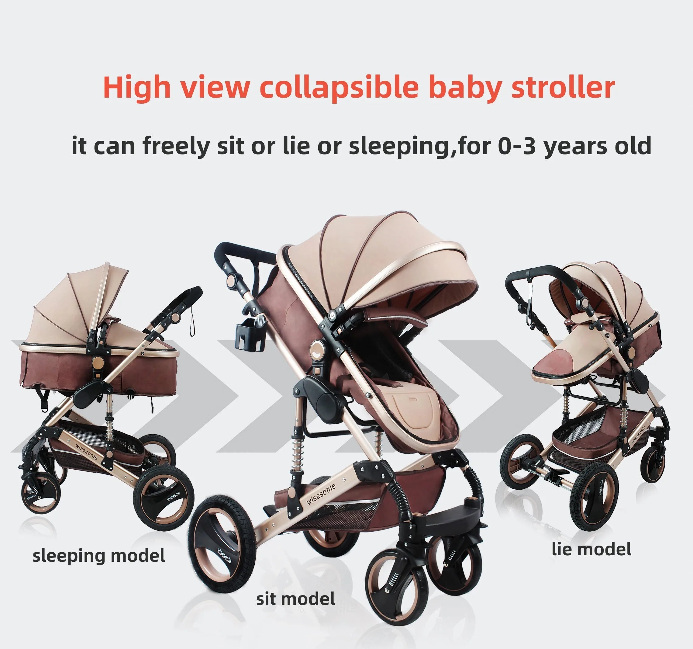 2025 Hot Selling Baby Stroller 3 in 1 Travel System , Lightweight Stroller Can Be Fold, High View Baby Stroller for You