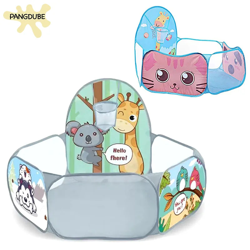 1.2M Hexagon Foldable Baby Playpen Indoor Baby Safety Fence Cute Kids Playground Baby Activity Fence with Basket Hoop