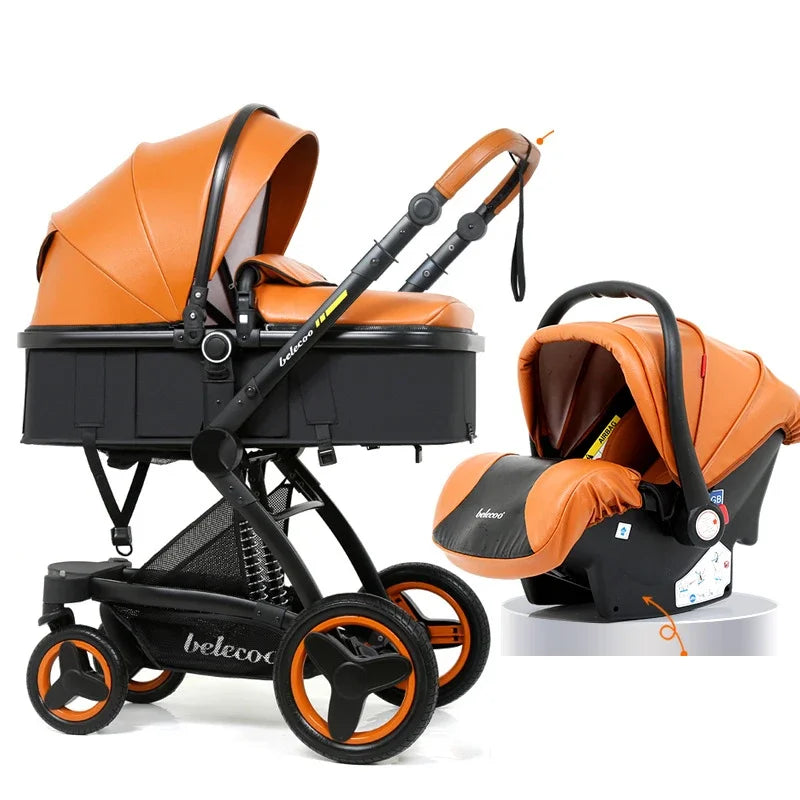 Baby Stroller 3 in 1 with Car Seat Baby Cart Foldable Baby Carriage Prams for Newborns Pram High Quality Waterproof Strollers