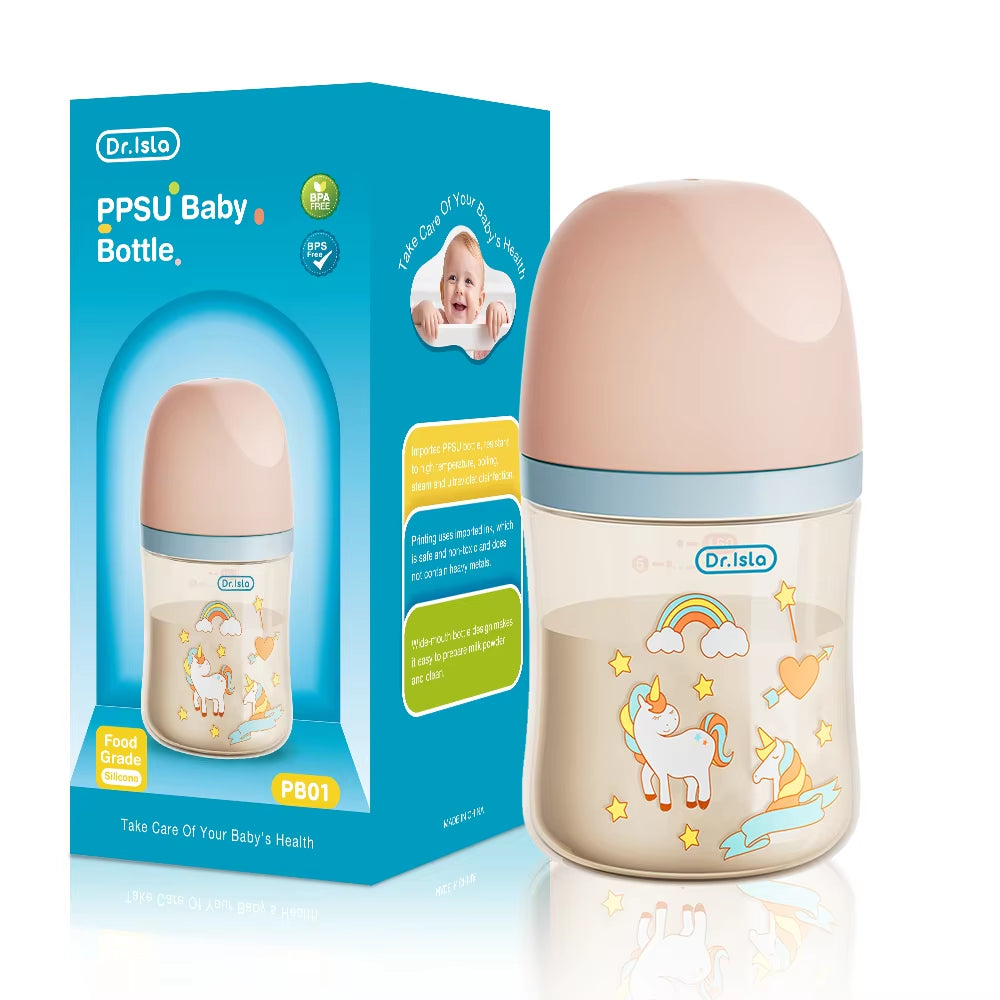 MAMIJOY 160/240ML PPSU Baby Bottle Double Handle Infant Drop-Proof Baby Wide-Caliber Milk Bottle Newborn Feeding Bottle BPA Free