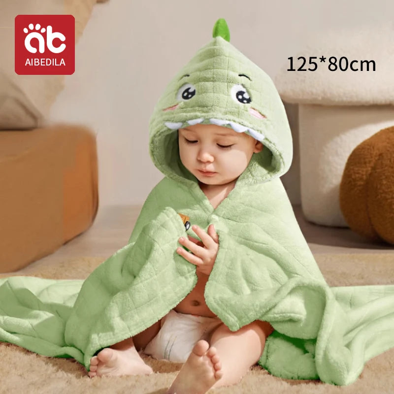 Cute Animal Baby Bath Towel Cartoon Rabbit Dinosaur Infant Towels Blanket with Hood Newborn Bath Wipe Baby Beach Towels