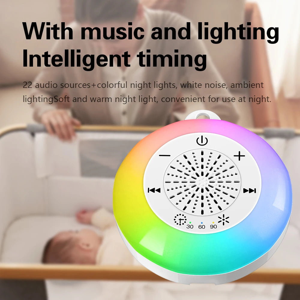 Baby White Noise Machine USB Rechargeable Sleep Machine Timed Shutdown 22 Songs Soothing Sounds Sleep Aid Player for Baby Adults