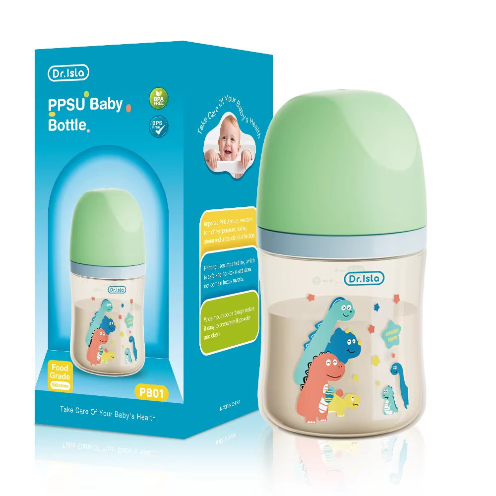 MAMIJOY 160/240ML PPSU Baby Bottle Double Handle Infant Drop-Proof Baby Wide-Caliber Milk Bottle Newborn Feeding Bottle BPA Free