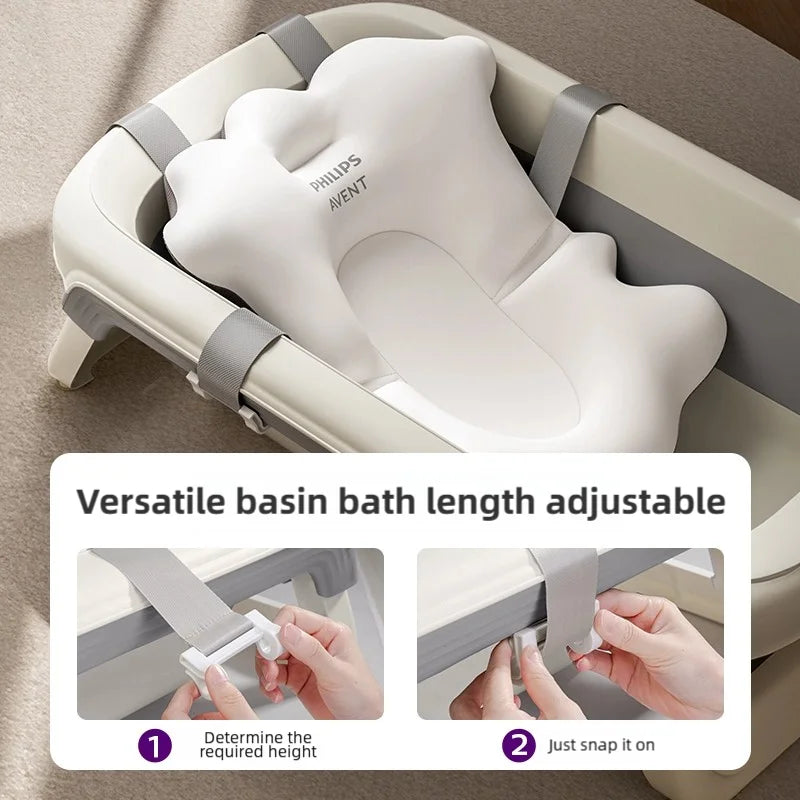 AVENT Baby Bath Seat Mat Infant Anti-Slip Soft Comfort Body Cushion Foldable Bath Tubpad Chair Newborn Bathtub Pillow