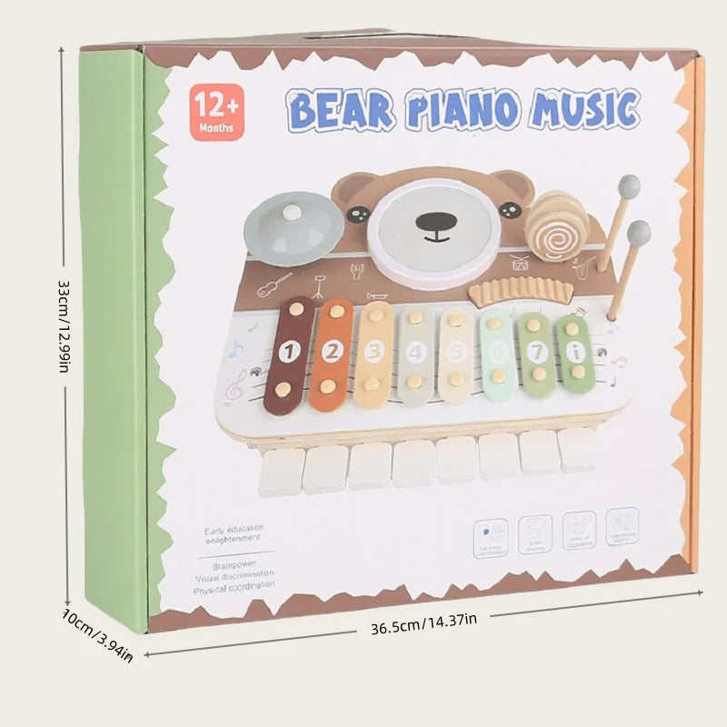 Wooden Kids' Drum Set - Multi-Functional, Montessori, 1-Year-Old Music, Percussion Kit, Educational Toy