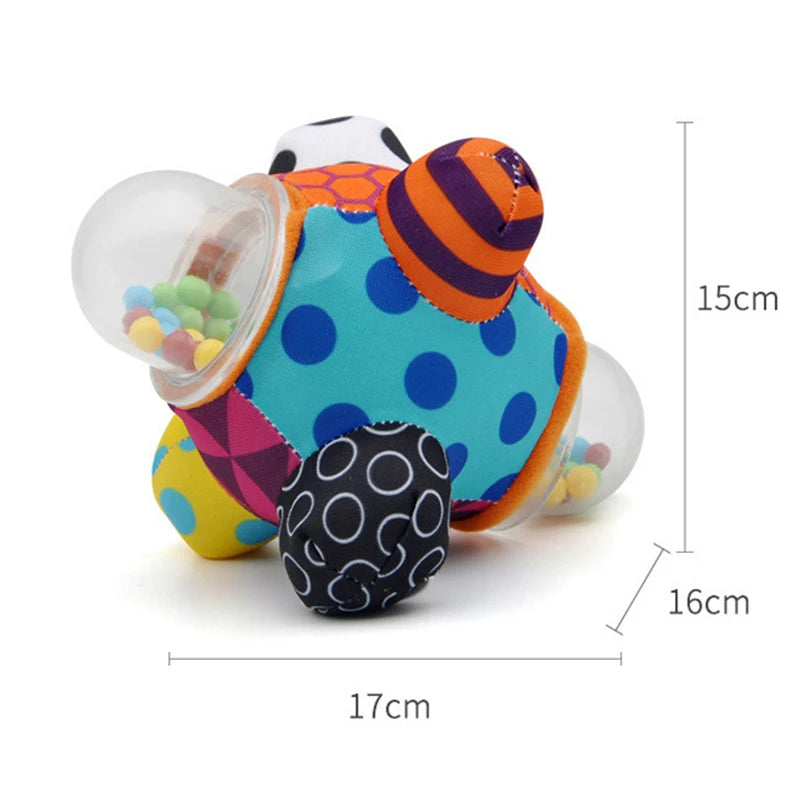Brain Developmental Bumpy Ball Rattle Easy to Grasp Bumps Help Develop Motor Skills Cloth Touch Sensory Educational Toy for Baby