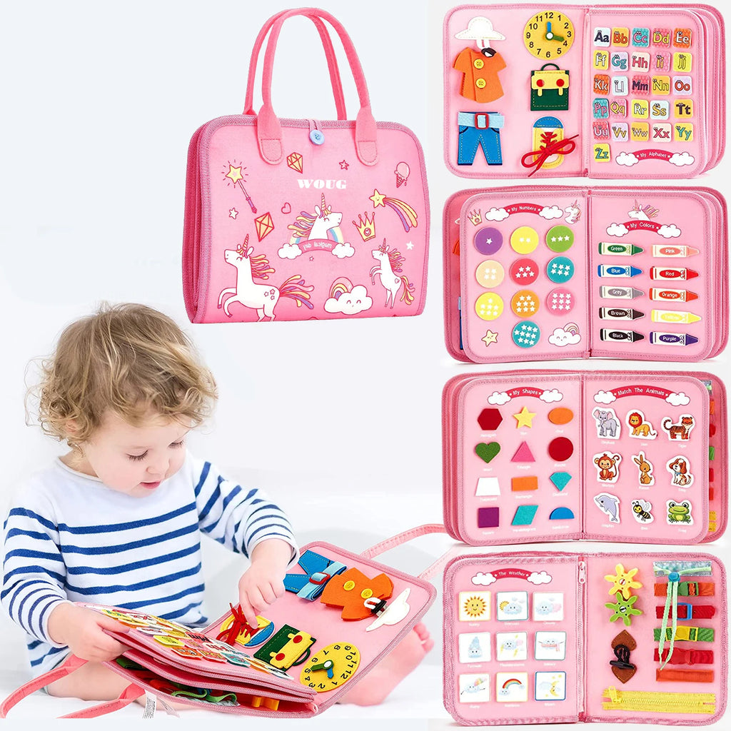 Montessori Toys Busy Board Sensory Activity Developing Board for Motor Skills,Learning Board for Toddlers Christmas Gift