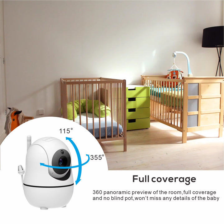 New 5 Inch Video Baby Monitor with Camera and Audio, 4X Zoom, 22Hrs Battery, 1000Ft Range 2-Way Temperature Sensor Lullaby