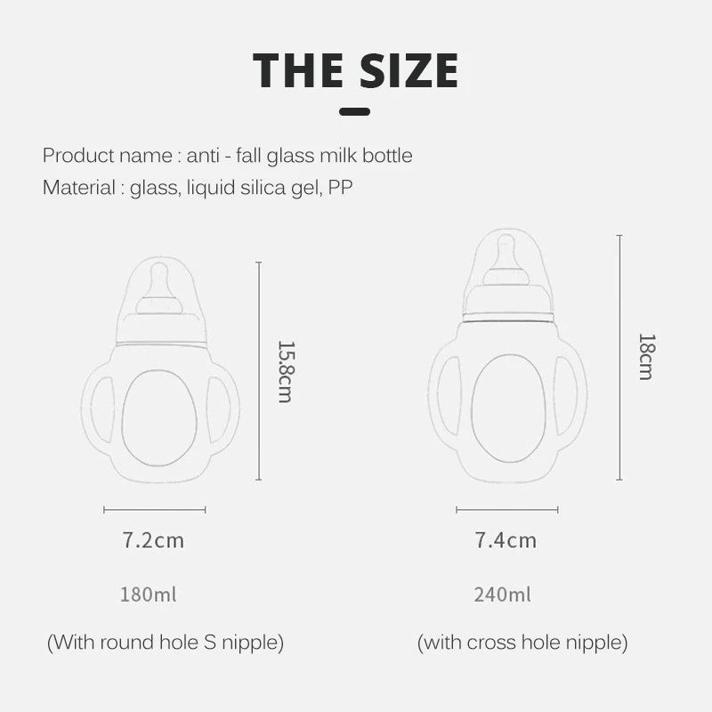 Baby Bottle Glass Dual Use and Children Drinking Cup Bottle Grip Handle for Natural Wide Mouth PP Glass Silicone Handle
