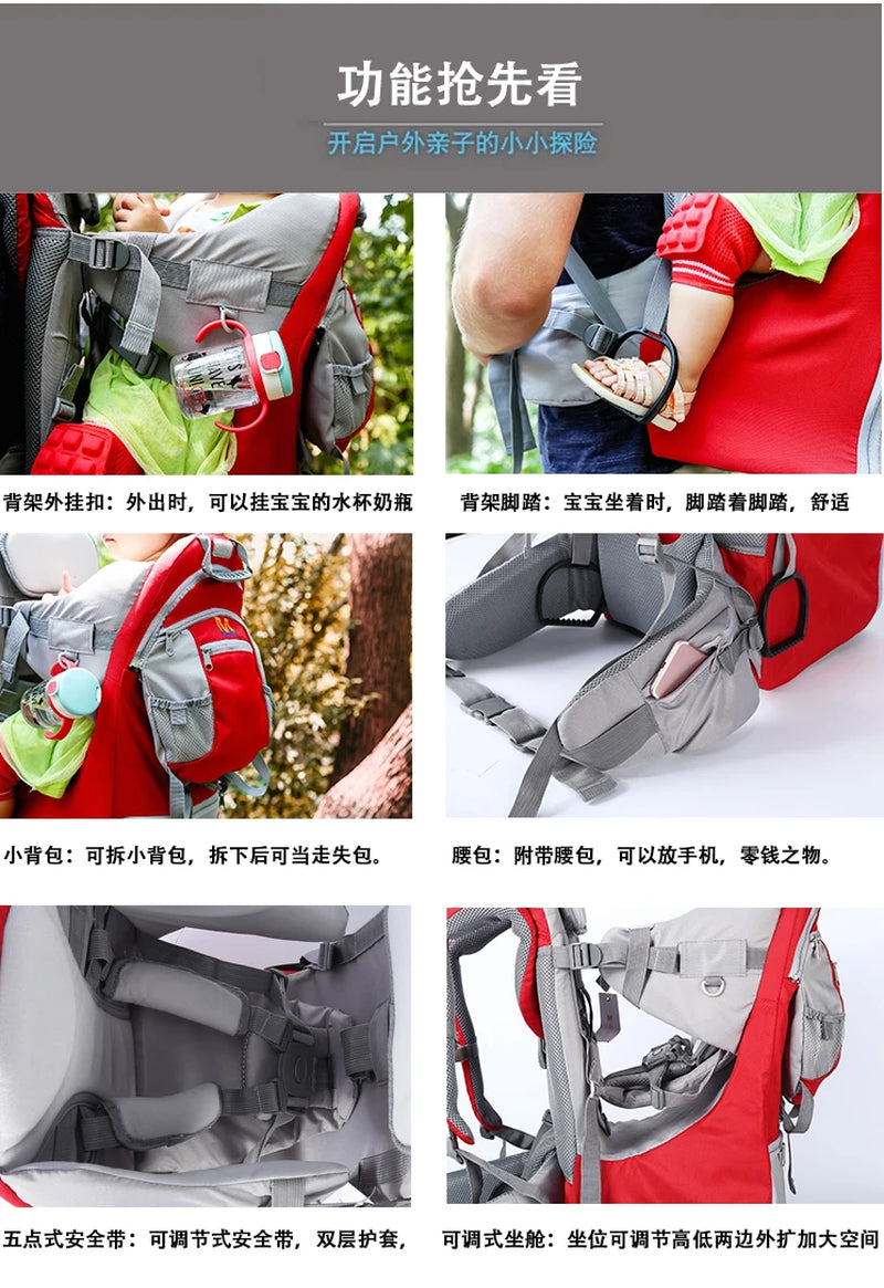 Baby Backpack Carrier,Ergonomic Childcarrier Hiking with Sun Canopy,Safe Toddler Hiking Backpack Carrier with Large Storage Spac