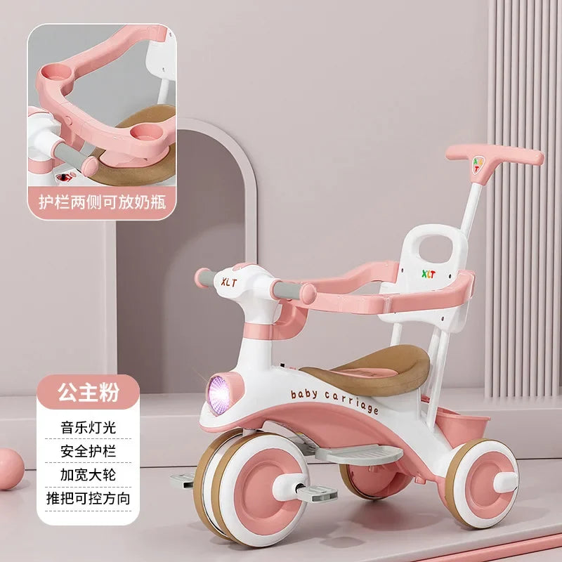 Wooden Walking Cart for Toddlers Three Wheeled Bicycle 1-Year-Old Baby Toy Cart Can Be Used for Sitting Baby Sliding