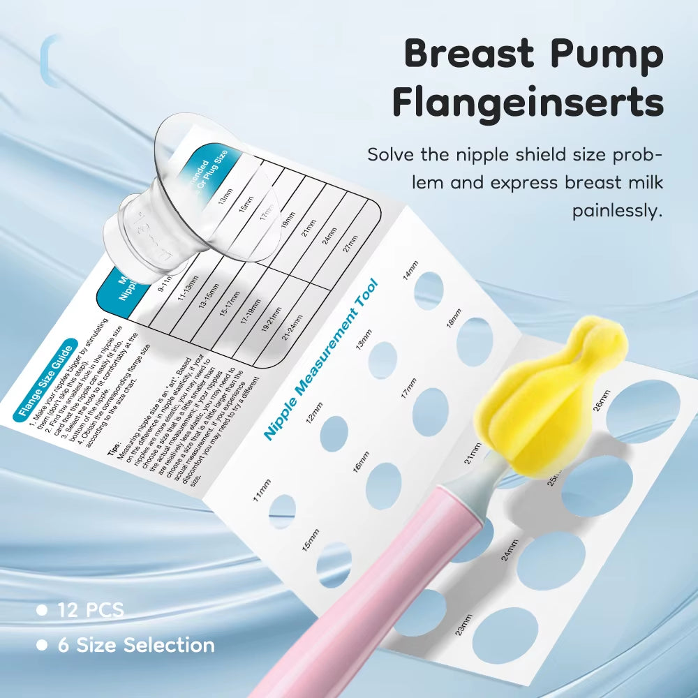 MAMIJOY Silicone Flange Inserts for Breast Pumps Electric Breast Pumps Nipple Tunnel Narrow Connector 13/15/17/19/21/24Mm Flange