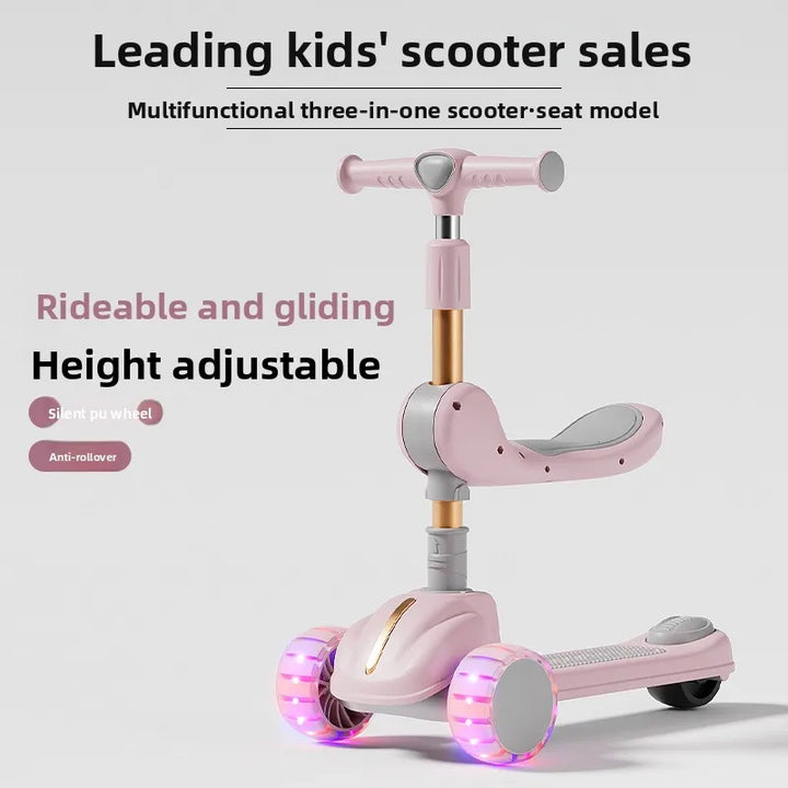 3-In-1 Children'S Scooter: a Scooter for Boys and Girls That Can Be Sat on or Ridden