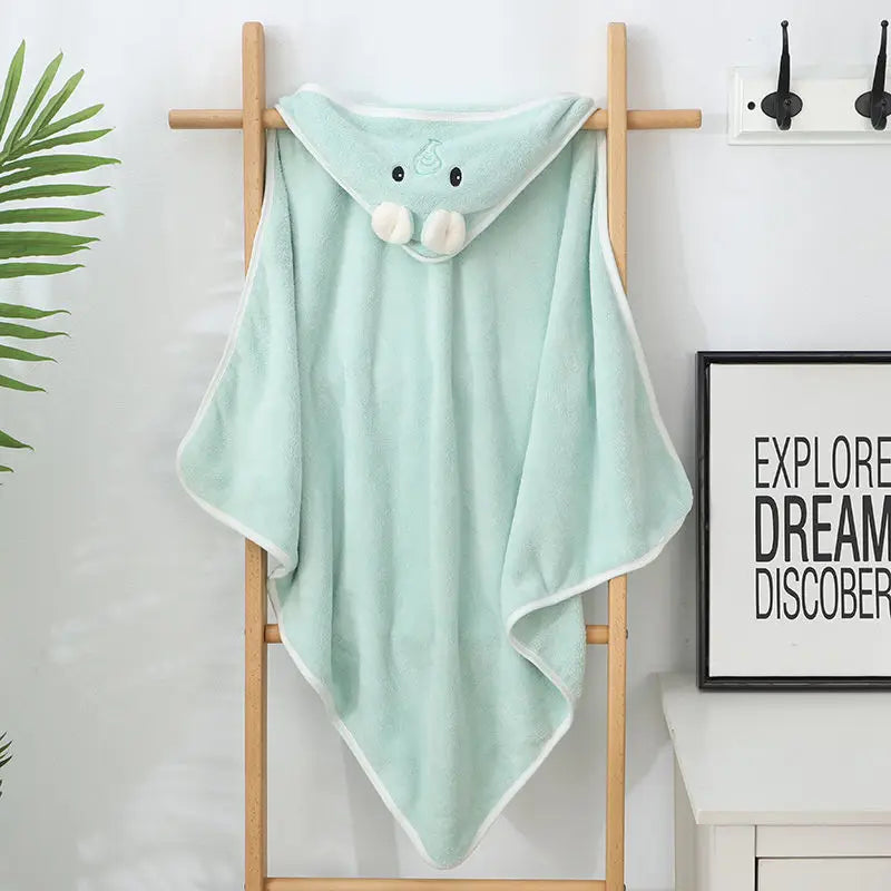 Baby Bath Towel with Hooded Cloak Children'S Bath Towel Soft Water Absorption Warm Coral Velvet