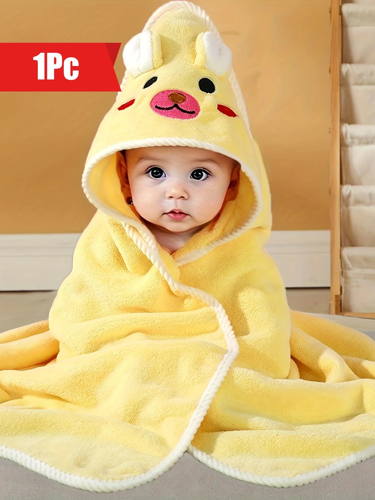 1PC Baby Bathrobe, Made of Polyester Fiber, Soft, Breathable, and Highly Absorbent, Can Be Used as a Duvet or Stroller Blanket