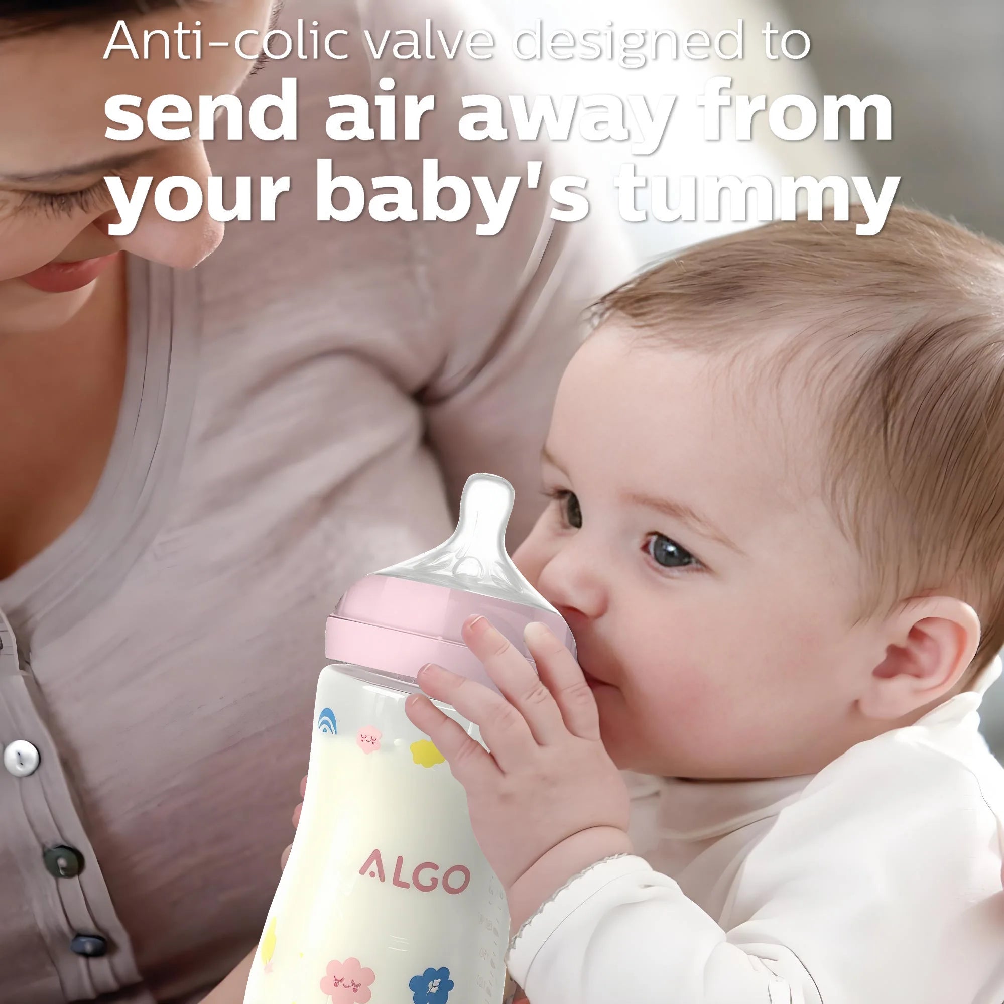 260ML 0-6 Months Baby Bottle Curved Large Capacity, High Temperature Resistance, Drop Resistance and Anti-Flatulence